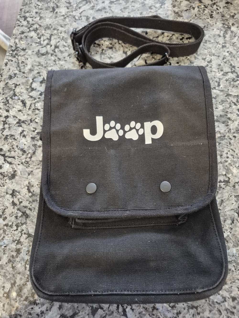 Jeep Black Canvas Crossbody Bag with Paw Logo